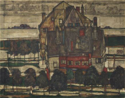 Egon Schiele, Einzelne Häuser (Häuser mit Bergen)
