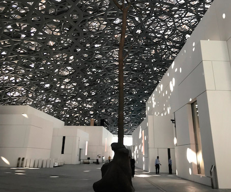 Inside the Louvre Abi Dhabi with a G Penone tree