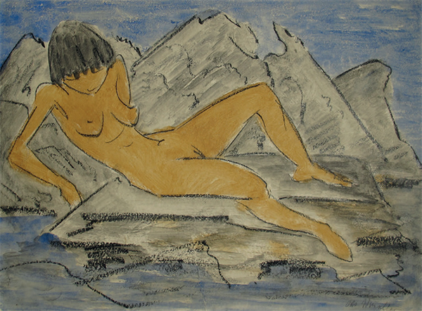 Otto Mueller. Liegender weiblicher Akt am Wasser, o. J.
