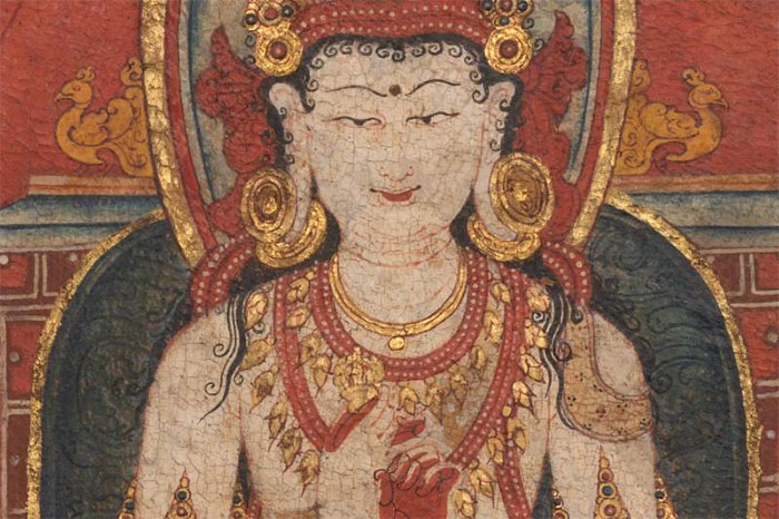 Panel from a Buddhist ritual crown depicting Vairochana (detail), late 13th–early 14th century