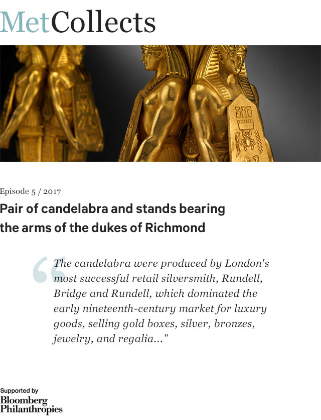 Pair of candelabra and stands bearing the arms of the dukes of Richmond