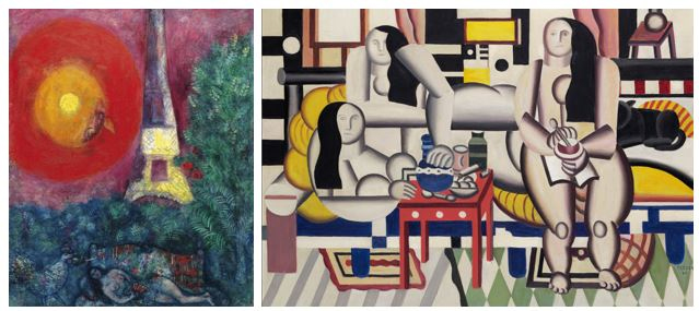 Marc Chagall, La Tour Eiffel, 1929. $6-9 million | Fernand Léger, Le grand déjeuner, 1921. $15-25 million