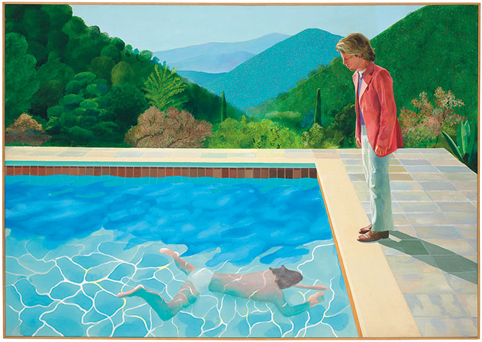 Jussi Pylkkänen, Christie’s Global President and Auctioneer, hammers down on the top lot of the sale, David Hockney’s Portrait of an Artist (Pool with Two Figures), painted in 1972, which sold for $90,312,500