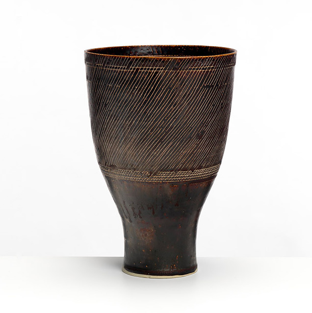 Lucie Rie. Tall Sgraffito Vase, circa 1958