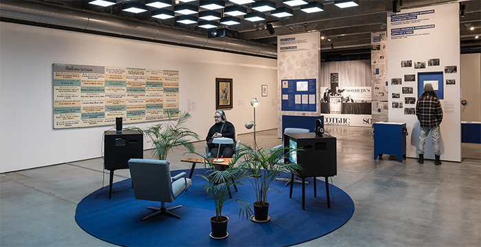 Installation view of Bidding for Glasnost: Sotheby's 1988 Auction in Moscow, Garage Museum, January 2018