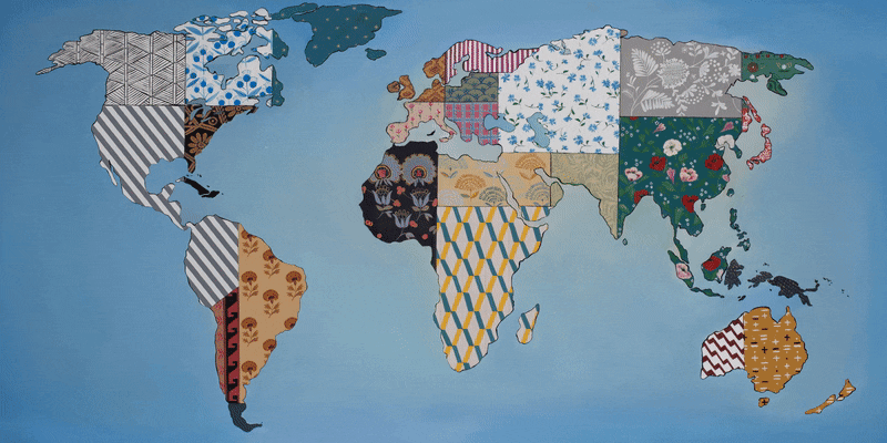 Pavel Pepperstein, World Map,2018, Oil on canvas, Courtesy of the artist