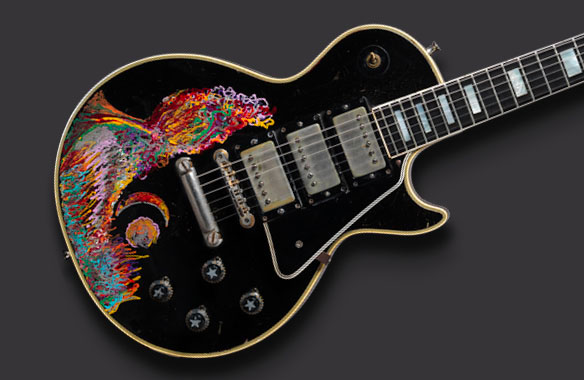 Gibson Guitar Corp. (Kalamazoo, MI); painted by Keith Richards. Les Paul Custom electric guitar (serial no. 7 7277), 1957; painted 1968