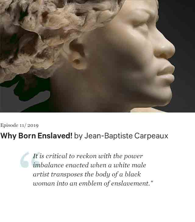 Why Born Enslaved!<br />
by Jean-Baptiste Carpeaux modeled 1868, carved 1873